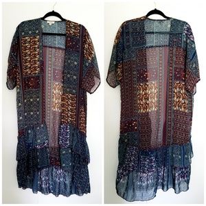 Umgee ruffled long Kimono/ cardigan size s/m
